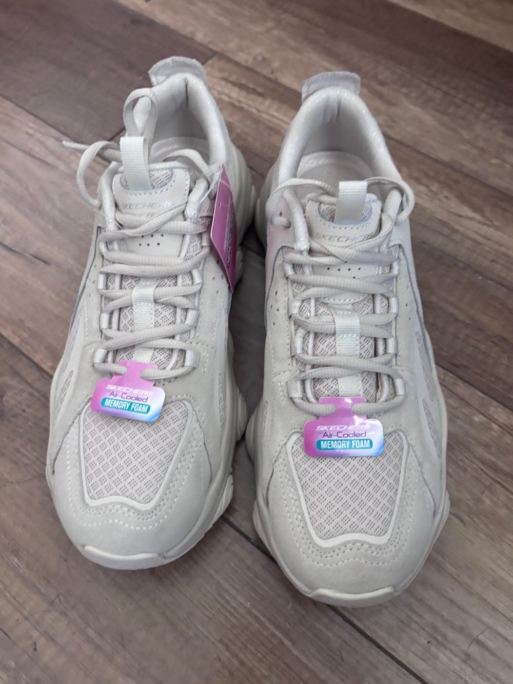 Skechers Light Beige Chunky Memory Foam Trainers